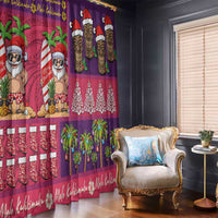 Hawaiian Christmas Window Curtain - Mele Kalikimaka Island Holiday Vibes - Pink Purple LT03 - Polynesian Pride