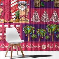 Hawaiian Christmas Window Curtain - Mele Kalikimaka Island Holiday Vibes - Pink Purple LT03 - Polynesian Pride