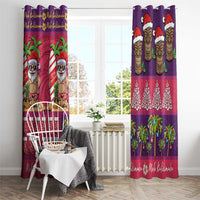Hawaiian Christmas Window Curtain - Mele Kalikimaka Island Holiday Vibes - Pink Purple LT03 - Polynesian Pride