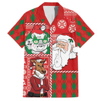 Australian Christmas Family Matching Summer Maxi Dress and Hawaiian Shirt - Santa Koala Kangaroo and Holiday Cheer LT03 Dad's Shirt - Short Sleeve Red - Polynesian Pride