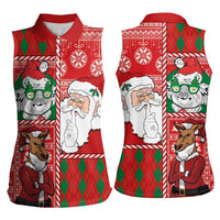 Australian Christmas Women Sleeveless Polo Shirt - Santa Koala Kangaroo and Holiday Cheer LT03 - Polynesian Pride