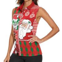 Australian Christmas Women Sleeveless Polo Shirt - Santa Koala Kangaroo and Holiday Cheer LT03 - Polynesian Pride