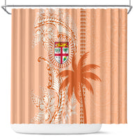 Bula Fiji Shower Curtain Tropical Flower and Tapa Pattern Peach Fuzz Color LT03 Peach Fuzz - Polynesian Pride