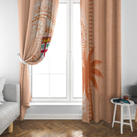 Bula Fiji Window Curtain Tropical Flower and Tapa Pattern Peach Fuzz Color LT03 - Polynesian Pride