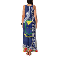 Fiji Natabua High School Family Matching Tank Maxi Dress and Hawaiian Shirt Tropical Flower and Tapa Pattern Blue Style LT03 - Polynesian Pride