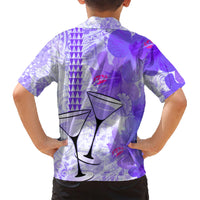 Hawaiian Cocktail Valentine Day Family Matching Short Sleeve Bodycon Dress and Hawaiian Shirt Hibiscus Kakau Pattern Purple Version LT03 - Polynesian Pride