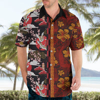 Japanese Culture Hawaii Style Hawaiian Shirt Hawaiian Tribal and Japanese Pattern Together Culture LT03 - Polynesian Pride