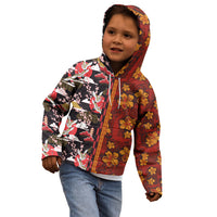 Japanese Culture Hawaii Style Kid Hoodie Hawaiian Tribal and Japanese Pattern Together Culture LT03 - Polynesian Pride