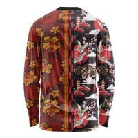 Japanese Culture Hawaii Style Long Sleeve Shirt Hawaiian Tribal and Japanese Pattern Together Culture LT03 - Polynesian Pride