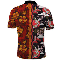 Japanese Culture Hawaii Style Polo Shirt Hawaiian Tribal and Japanese Pattern Together Culture LT03 - Polynesian Pride