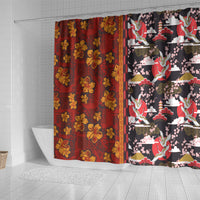 Japanese Culture Hawaii Style Shower Curtain Hawaiian Tribal and Japanese Pattern Together Culture LT03 - Polynesian Pride