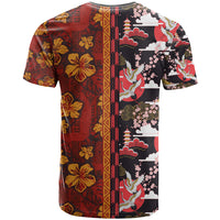 Japanese Culture Hawaii Style T Shirt Hawaiian Tribal and Japanese Pattern Together Culture LT03 - Polynesian Pride