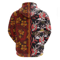 Japanese Culture Hawaii Style Zip Hoodie Hawaiian Tribal and Japanese Pattern Together Culture LT03 - Polynesian Pride