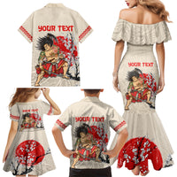 Personalised Japanese Culture Hawaii Style Family Matching Mermaid Dress and Hawaiian Shirt Japanese Samurai with Hawaiian Pattern LT03 - Polynesian Pride