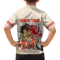 Personalised Pan-Pacific Festival Family Matching Off Shoulder Maxi Dress and Hawaiian Shirt Japanese Samurai with Hawaiian Pattern