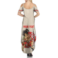 Personalised Pan-Pacific Festival Family Matching Summer Maxi Dress and Hawaiian Shirt Japanese Samurai with Hawaiian Pattern