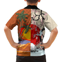Japanese Culture Hawaii Style Family Matching Puletasi and Hawaiian Shirt Mauna Kea and Fuji Mountains LT03 - Polynesian Pride