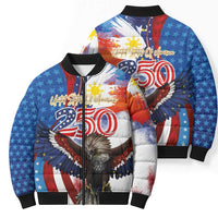 Philippines and United States Semiquincentennial Bomber Puffer Jacket Eagle and National Flag Style