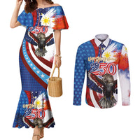 Philippines and United States Semiquincentennial Couples Matching Mermaid Dress and Long Sleeve Button Shirt Eagle and National Flag Style LT03 Multicolor - Polynesian Pride