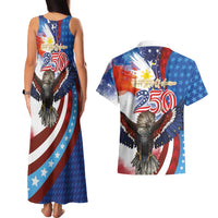 Philippines and United States Semiquincentennial Couples Matching Tank Maxi Dress and Hawaiian Shirt Eagle and National Flag Style LT03 - Polynesian Pride