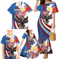 Philippines and United States Semiquincentennial Family Matching Mermaid Dress and Hawaiian Shirt Eagle and National Flag Style LT03 - Polynesian Pride