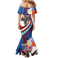 Philippines and United States Semiquincentennial Family Matching Mermaid Dress and Hawaiian Shirt Eagle and National Flag Style LT03 - Polynesian Pride