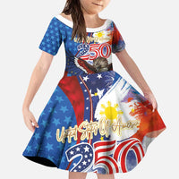 Philippines and United States Semiquincentennial Family Matching Tank Maxi Dress and Hawaiian Shirt Eagle and National Flag Style LT03 Daughter's Dress Multicolor - Polynesian Pride