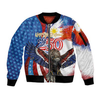 Philippines and United States Semiquincentennial Sleeve Zip Bomber Jacket Eagle and National Flag Style