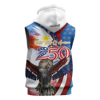 Philippines and United States Semiquincentennial Sleeveless Hoodie Eagle and National Flag Style