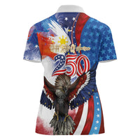 Philippines and United States Semiquincentennial Women Polo Shirt Eagle and National Flag Style LT03 - Polynesian Pride