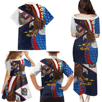 American Samoa and United States Semiquincentennial Family Matching Puletasi and Hawaiian Shirt Bald Eagle with National Flag Style LT03 - Polynesian Pride