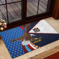American Samoa and United States Semiquincentennial Rubber Doormat Bald Eagle with National Flag Style