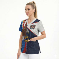 American Samoa and United States Semiquincentennial Scrub Top Bald Eagle with National Flag Style