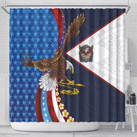 American Samoa and United States Semiquincentennial Shower Curtain Bald Eagle with National Flag Style