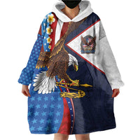 American Samoa and United States Semiquincentennial Wearable Blanket Hoodie Bald Eagle with National Flag Style