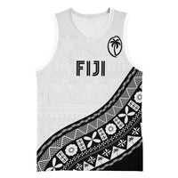 Custom Fijian Rugby Basketball Jersey Tapa Pattern and Palm Tree Tribal