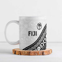 Custom Fijian Rugby Ceramic Mug Tapa Pattern and Palm Tree Tribal