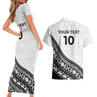 Custom Fijian Rugby Couples Matching Short Sleeve Bodycon Dress and Hawaiian Shirt Tapa Pattern and Palm Tree Tribal LT03 - Polynesian Pride