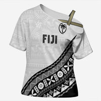 Custom Fijian Rugby Cross Shoulder Shirt Tapa Pattern and Palm Tree Tribal