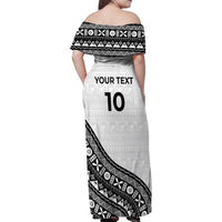 Custom Fijian Rugby Family Matching Off Shoulder Maxi Dress and Hawaiian Shirt Tapa Pattern and Palm Tree Tribal LT03 - Polynesian Pride
