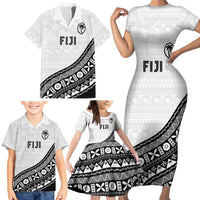 Custom Fijian Rugby Family Matching Short Sleeve Bodycon Dress and Hawaiian Shirt Tapa Pattern and Palm Tree Tribal LT03 - Polynesian Pride