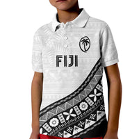 Custom Fijian Rugby Kid Polo Shirt Tapa Pattern and Palm Tree Tribal