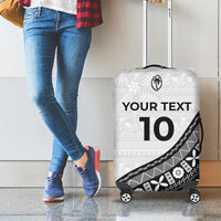 Custom Fijian Rugby Luggage Cover Tapa Pattern and Palm Tree Tribal