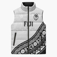 Custom Fijian Rugby Sleeveless Puffer Jacket Tapa Pattern and Palm Tree Tribal