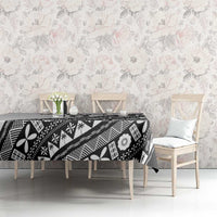 Custom Fijian Rugby Tablecloth Tapa Pattern and Palm Tree Tribal