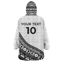 Custom Fijian Rugby Wearable Blanket Hoodie Tapa Pattern and Palm Tree Tribal