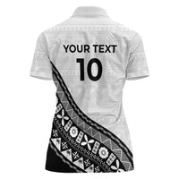 Custom Fijian Rugby Women Polo Shirt Tapa Pattern and Palm Tree Tribal