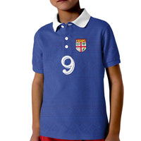 Custom Fijian Football Kid Polo Shirt Tapa Pattern and Shark Tribal