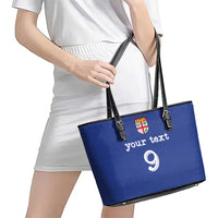 Custom Fijian Football Leather Tote Bag Tapa Pattern and Shark Tribal