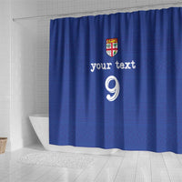 Custom Fijian Football Shower Curtain Tapa Pattern and Shark Tribal
